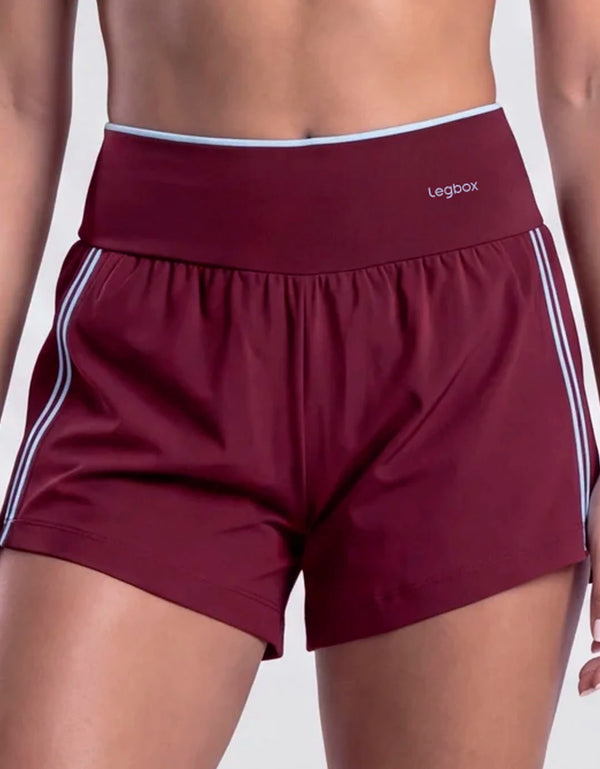 Short Corrida PRO com Bolso Vinho e Azul