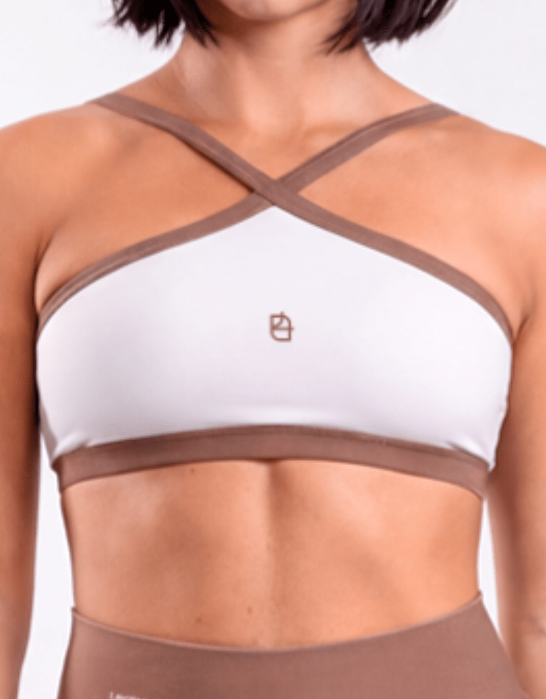 Top Fitness Twist Branco e Avelã