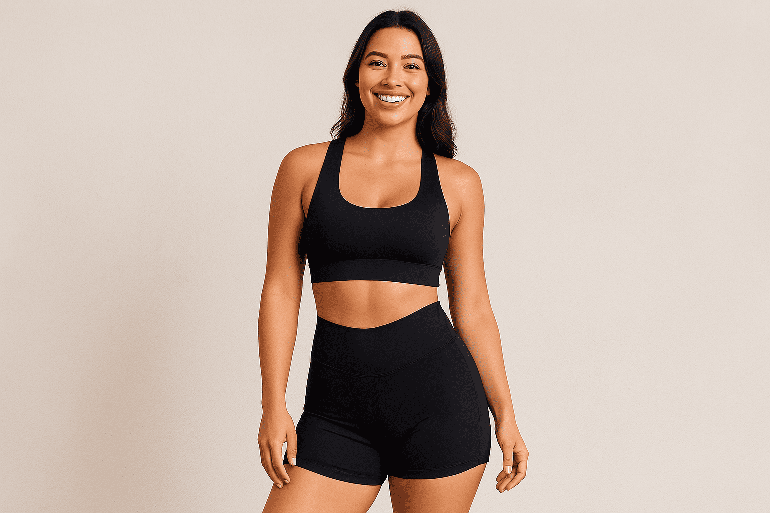 Modelo vestindo um short da Legbox Brasil que valoriza o corpo