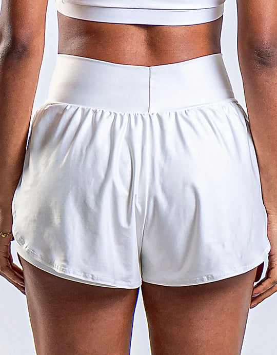 Short Corrida Feminino Duplo Branco