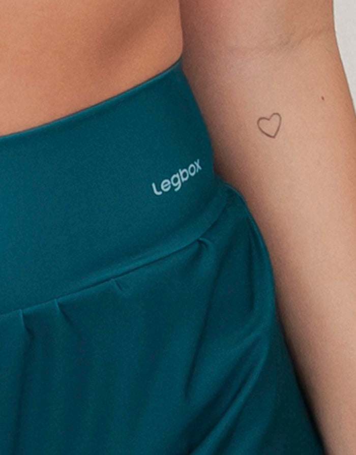 Short Corrida Feminino Duplo com bolso Sálvia