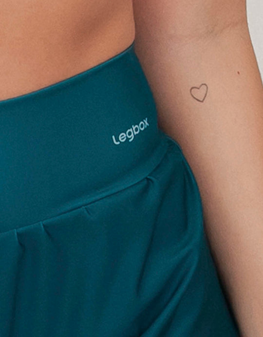 Short Corrida Feminino Duplo com bolso Sálvia