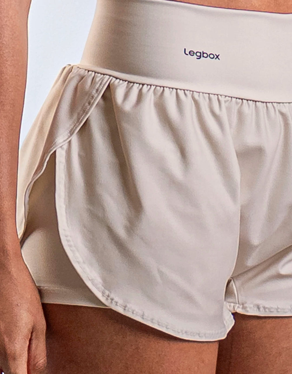 Short Corrida Feminino Duplo Off White