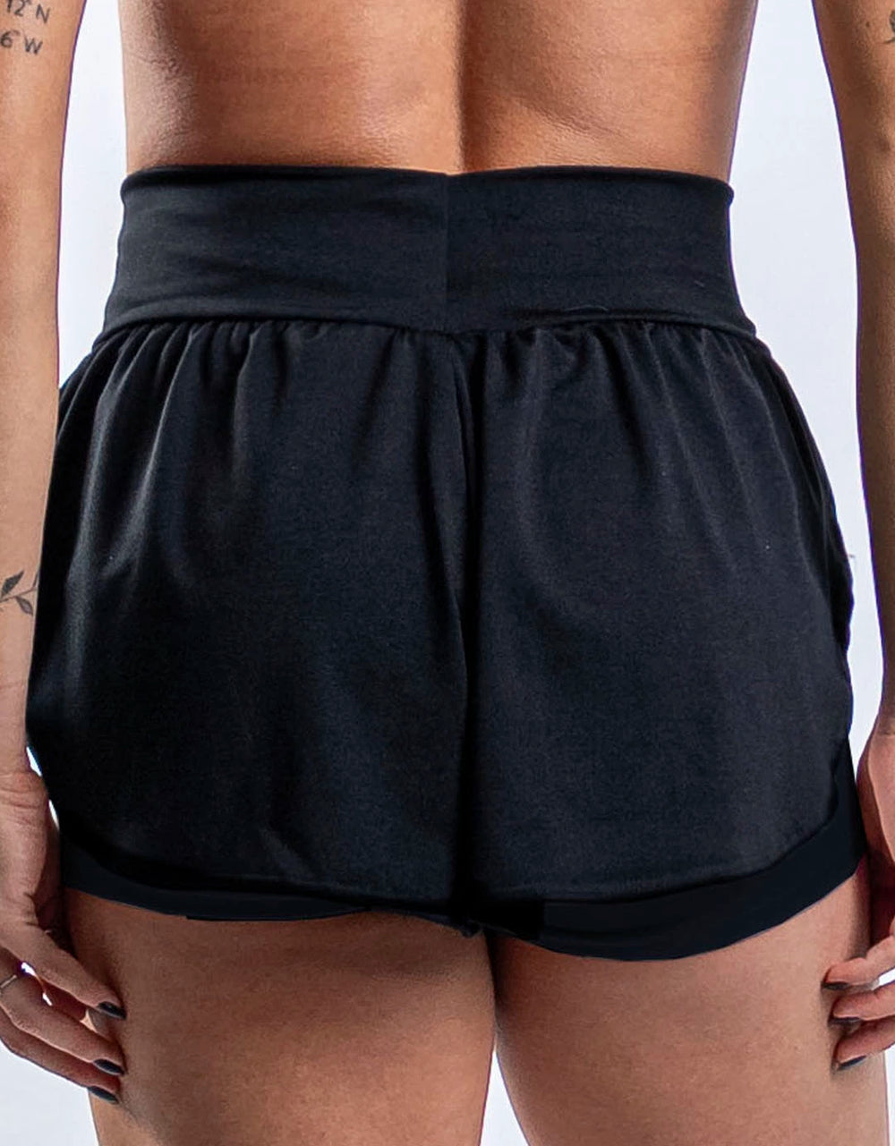 Short Corrida Feminino Duplo Preto