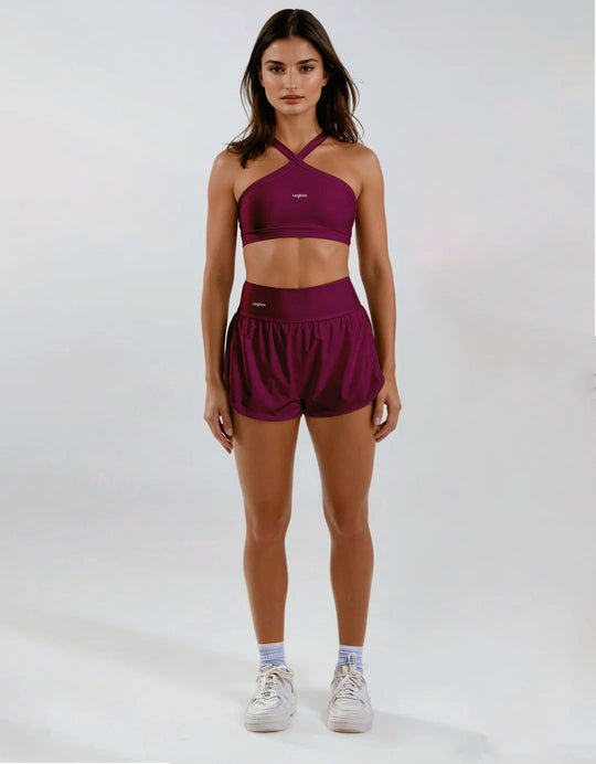 Short Corrida Feminino Duplo Vinho