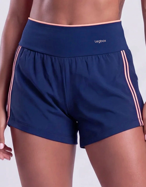 Short Corrida PRO com Bolso Marinho e Pêssego