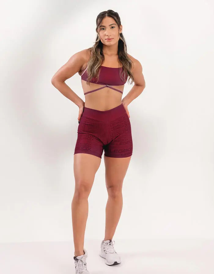 Short Fitness Feminino Glow Bordô