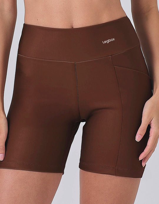 Bermuda Fitness Feminina Café com Bolso - Legbox
