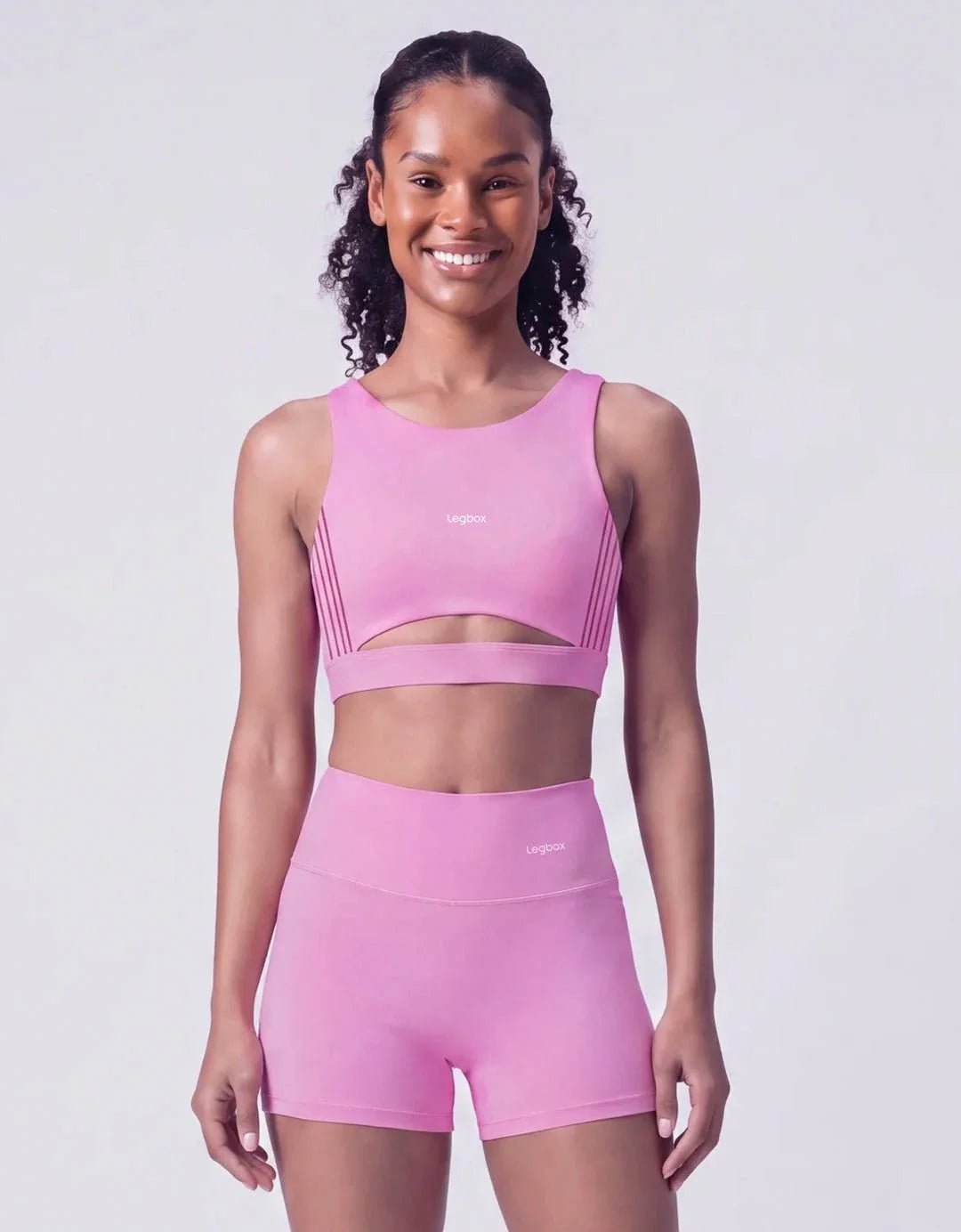 [CREATOR] 3 em 1 Marrom + Short Corrida Bolso Marrom Ganhe Top Race + Short Cintura Alta Rosa Claro