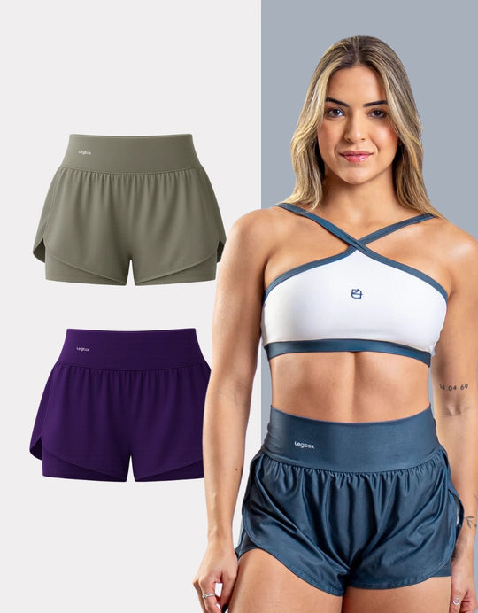 Kit 2 Shorts Corrida Duplo - Legbox