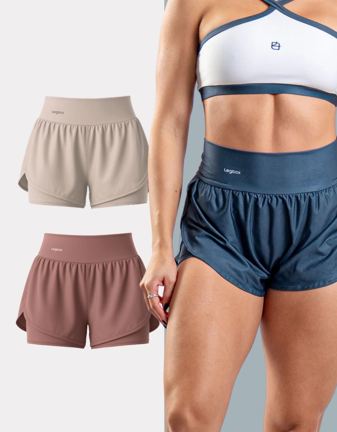 Kit 2 Shorts Corrida Duplo - Legbox