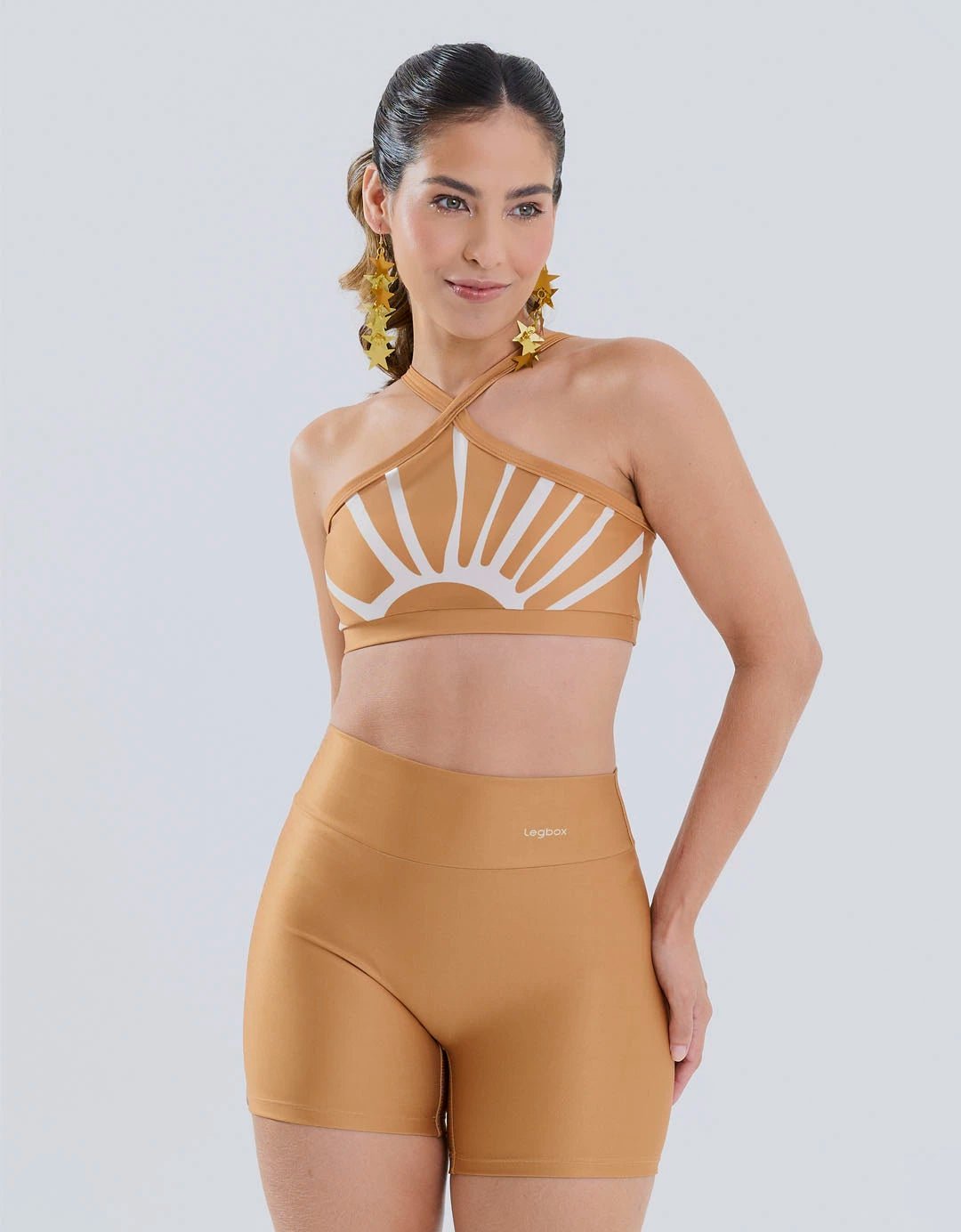 Kit Dourado Top + Short e Ganhe Bandana - Legbox