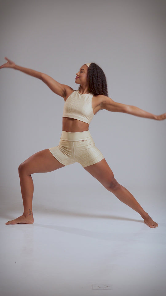 Calça Legging Cintura Alta Glow Creme