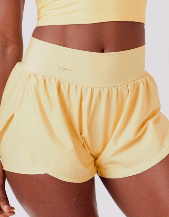 Short Corrida Feminino Duplo Amarelo Claro - Legbox
