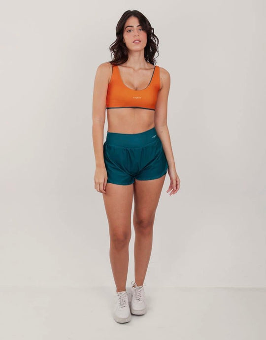 Short Corrida Feminino Duplo com bolso Sálvia - Legbox