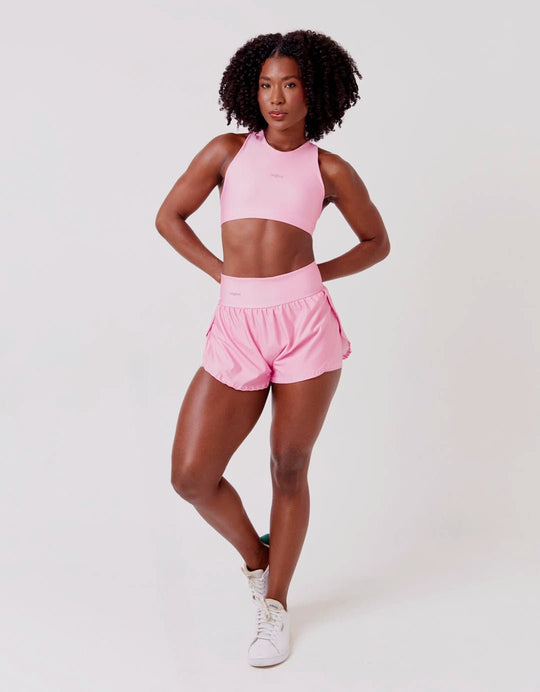 Short Corrida Feminino Duplo Rosa Chá - Legbox