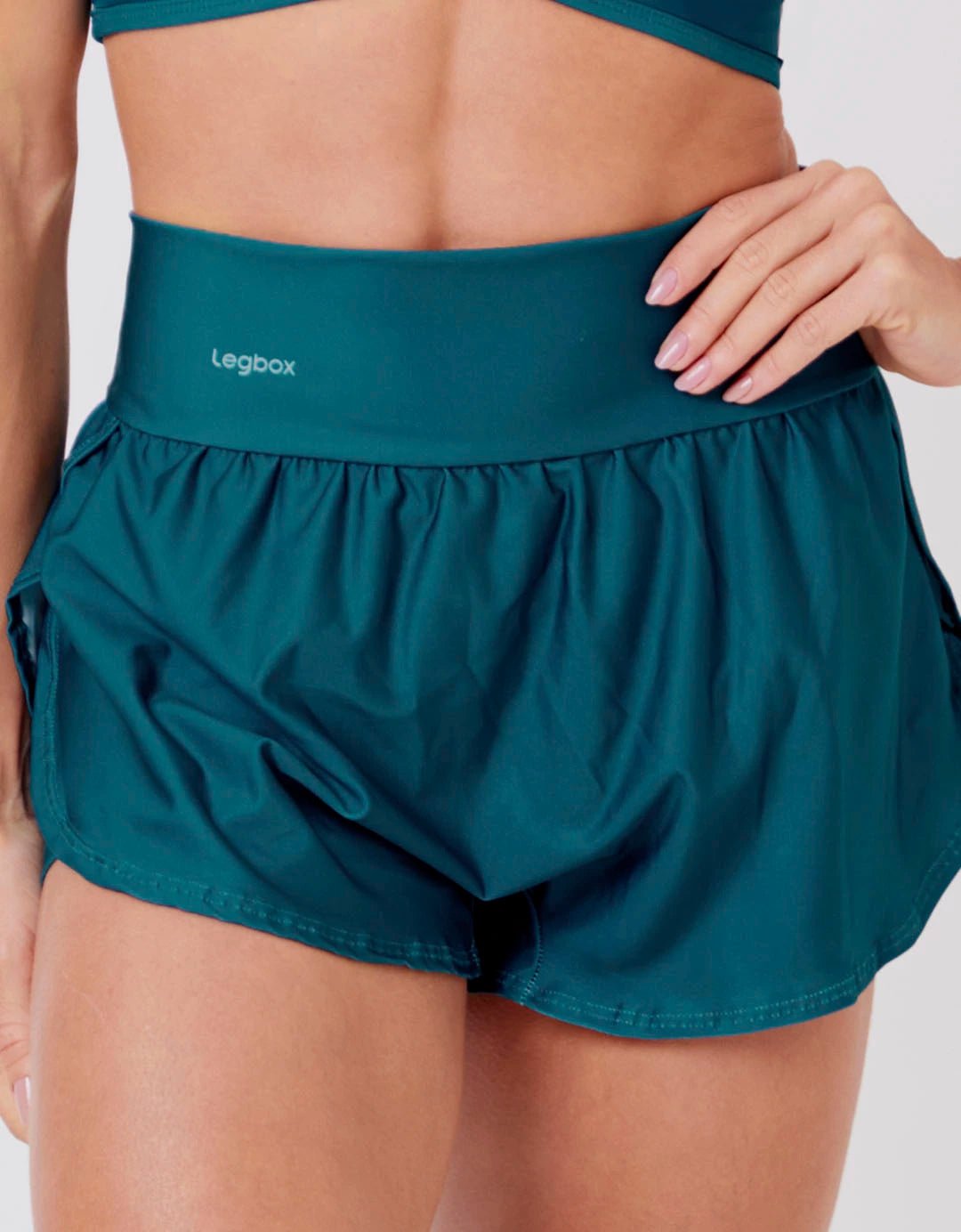 Short Corrida Feminino Duplo Verde Escuro - Legbox