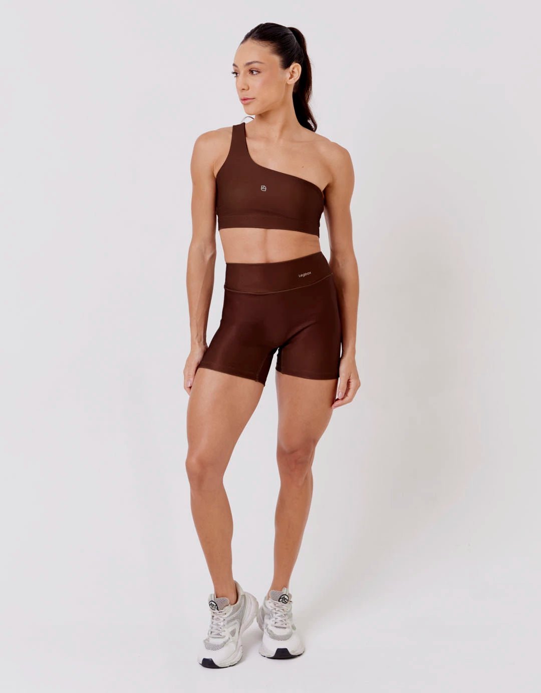 Short Fitness Cintura Alta Café