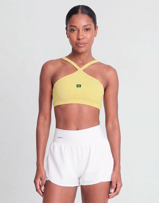 Top Fitness Twist Amarelo Brasil - Legbox