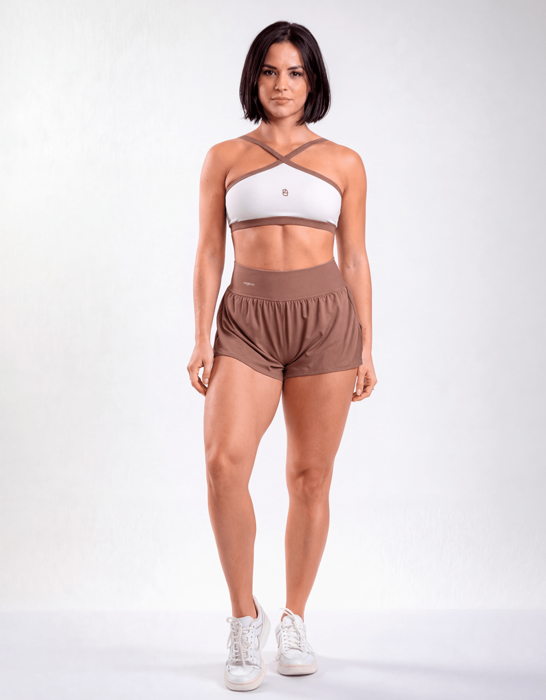 Top Fitness Twist Branco e Avelã