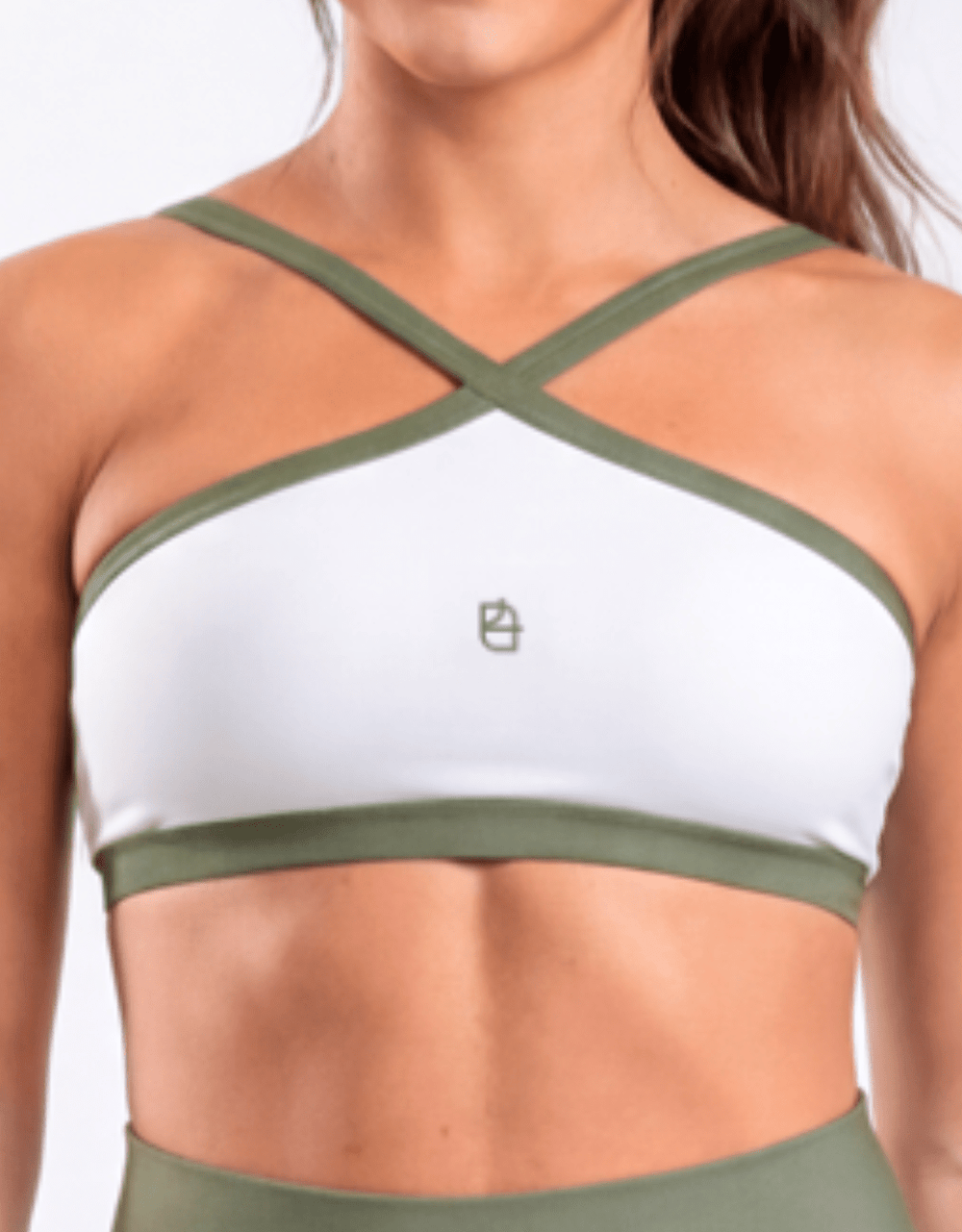 Top Fitness Twist Branco e Olive - Legbox