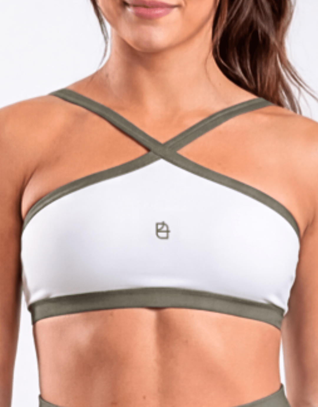 Top Fitness Twist Branco e Olive