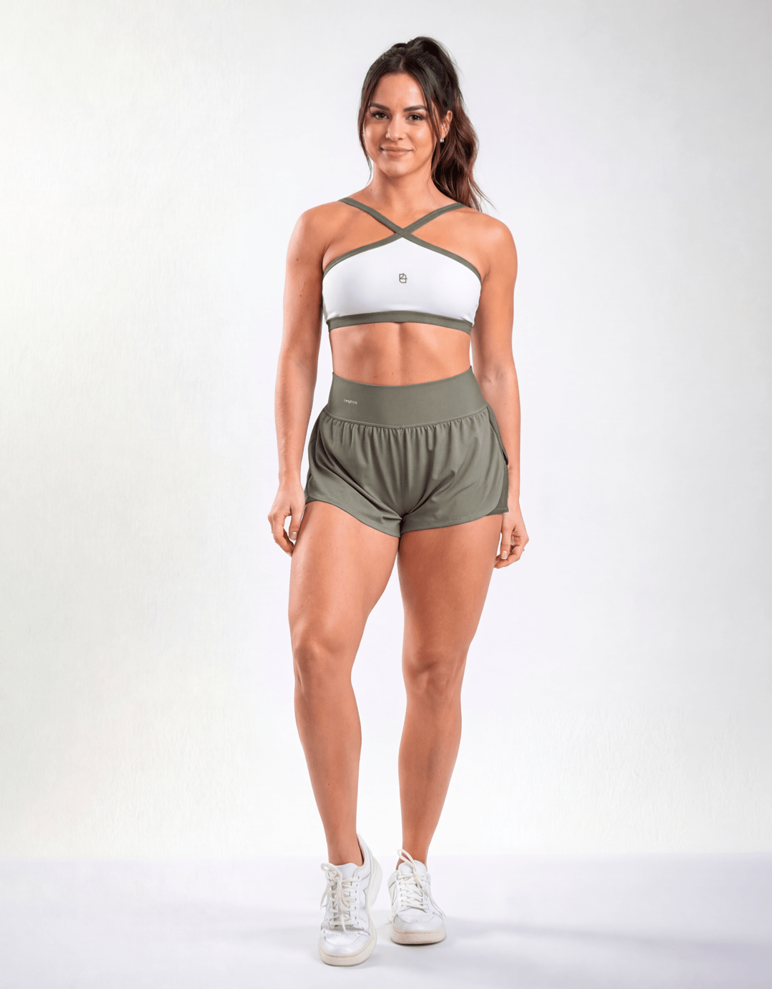 Top Fitness Twist Branco e Olive - Legbox