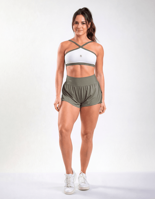 Top Fitness Twist Branco e Olive - Legbox