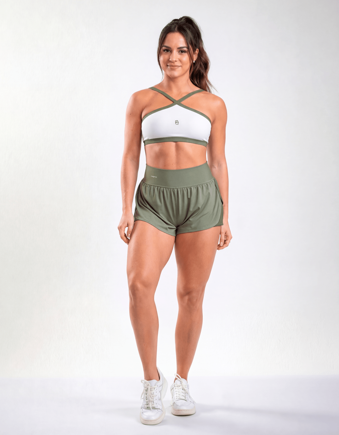 Top Fitness Twist Branco e Olive - Legbox