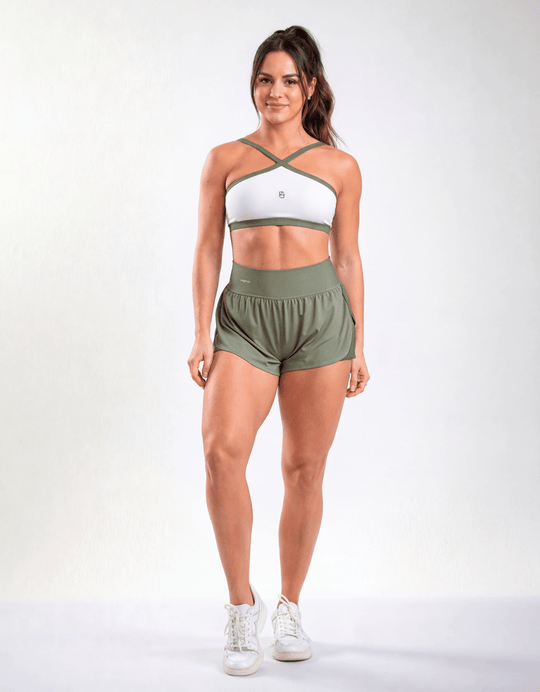 Top Fitness Twist Branco e Olive - Legbox