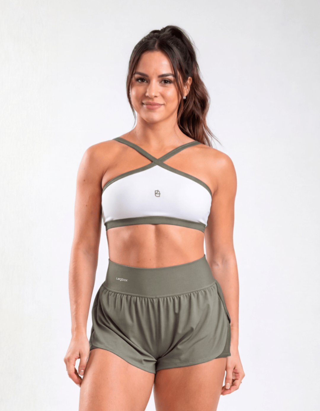 Top Fitness Twist Branco e Olive - Legbox