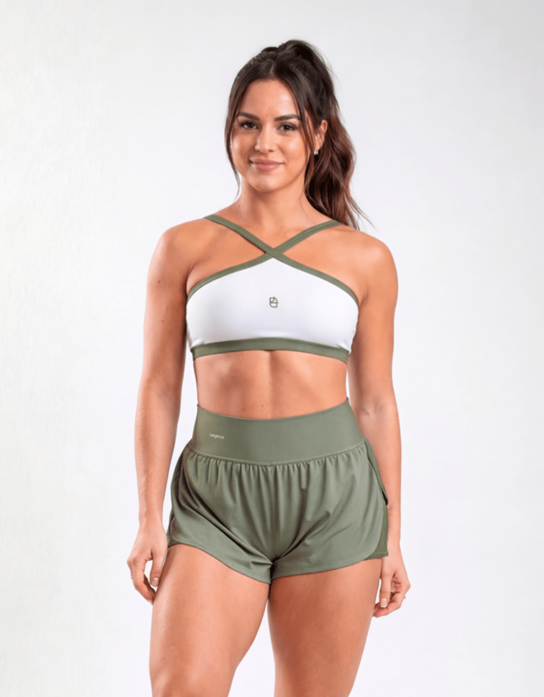 Top Fitness Twist Branco e Olive - Legbox