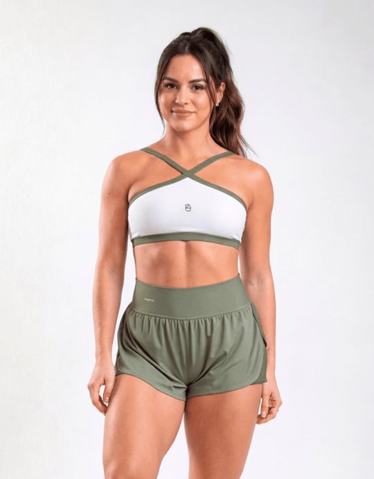 Top Fitness Twist Branco e Olive - Legbox