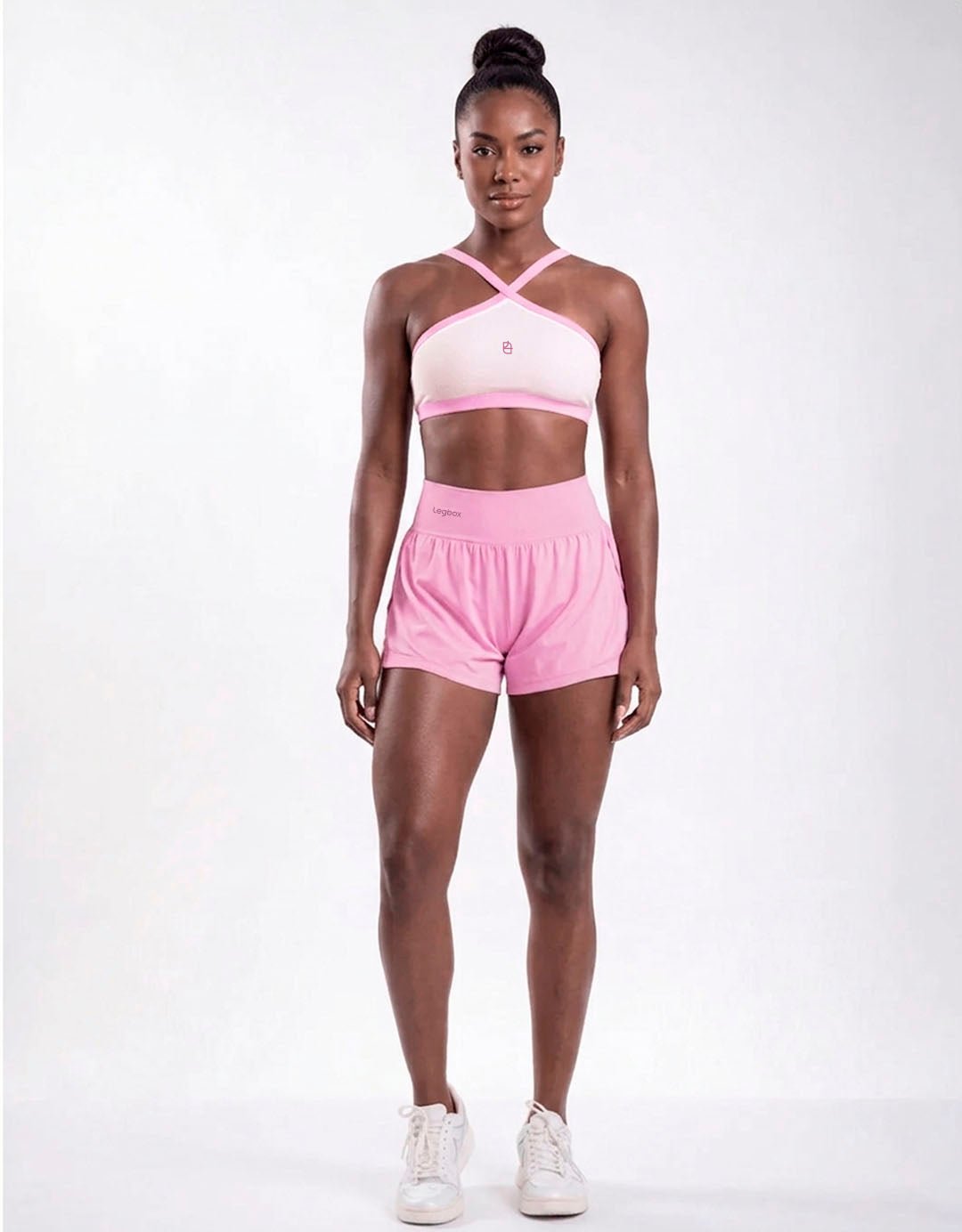 Top Fitness Twist Branco e Rosa Chá - Legbox