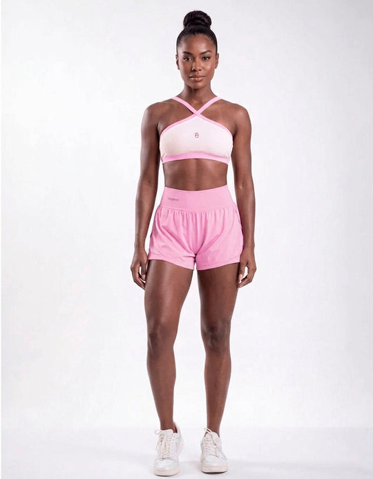 Top Fitness Twist Branco e Rosa Chá - Legbox