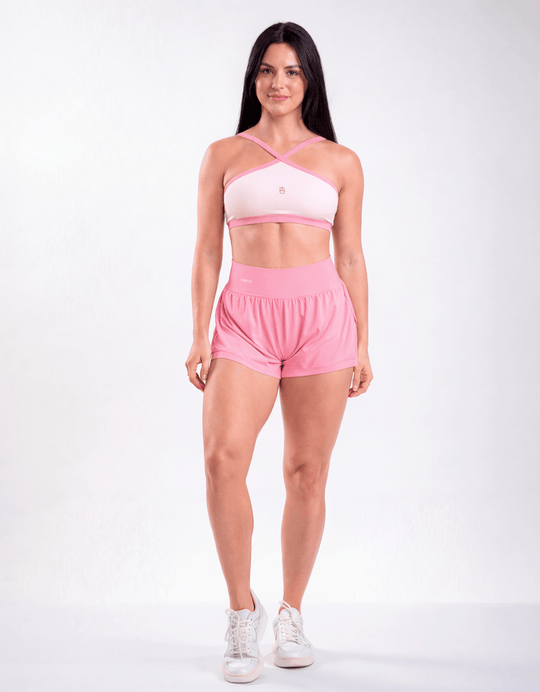 Top Fitness Twist Branco e Rosa Chá - Legbox
