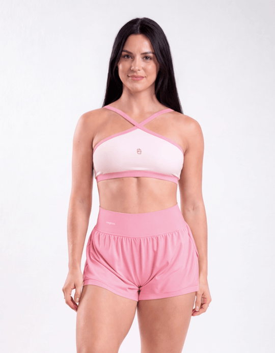Top Fitness Twist Branco e Rosa Chá - Legbox