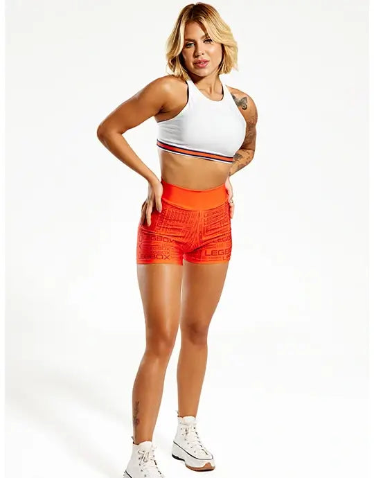 Short Fitness Feminino Glow Laranja